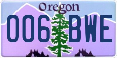 OR license plate 006BWE