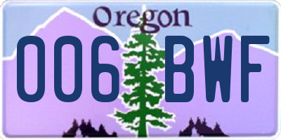OR license plate 006BWF