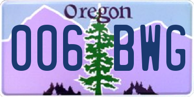 OR license plate 006BWG