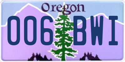 OR license plate 006BWI