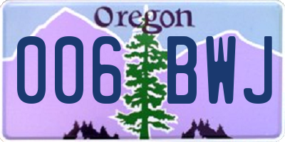 OR license plate 006BWJ