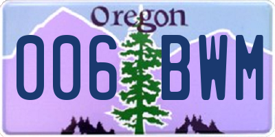 OR license plate 006BWM