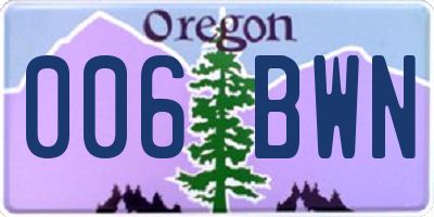 OR license plate 006BWN
