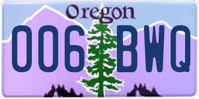 OR license plate 006BWQ