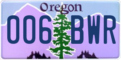 OR license plate 006BWR