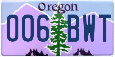 OR license plate 006BWT
