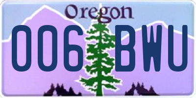 OR license plate 006BWU