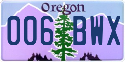 OR license plate 006BWX