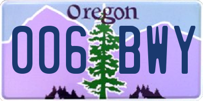 OR license plate 006BWY