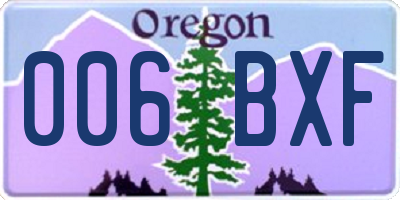 OR license plate 006BXF