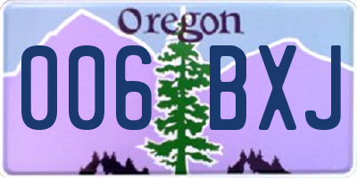 OR license plate 006BXJ