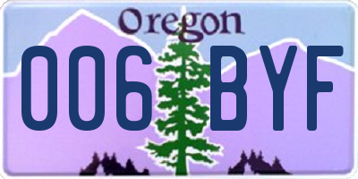 OR license plate 006BYF