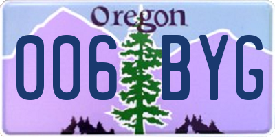 OR license plate 006BYG