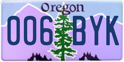 OR license plate 006BYK
