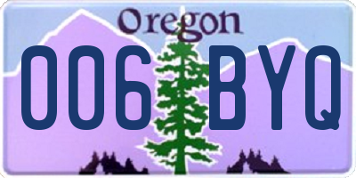 OR license plate 006BYQ