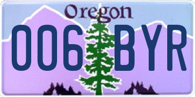 OR license plate 006BYR