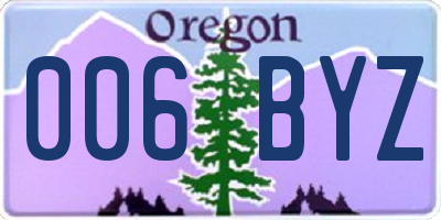 OR license plate 006BYZ