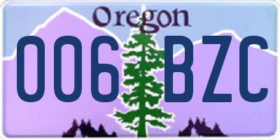 OR license plate 006BZC