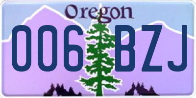 OR license plate 006BZJ