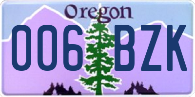 OR license plate 006BZK