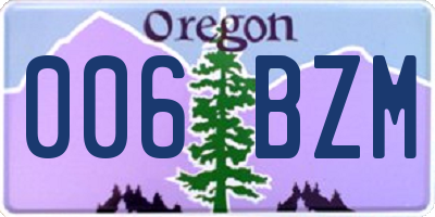 OR license plate 006BZM