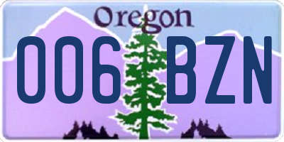 OR license plate 006BZN