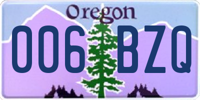 OR license plate 006BZQ