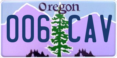 OR license plate 006CAV