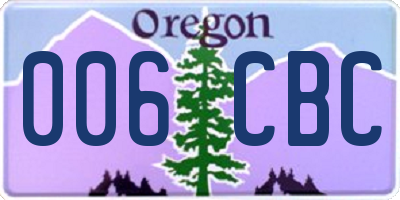 OR license plate 006CBC