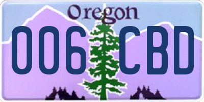 OR license plate 006CBD