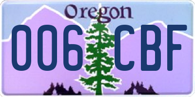 OR license plate 006CBF