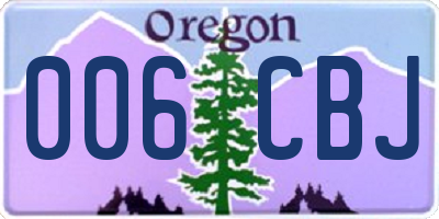 OR license plate 006CBJ