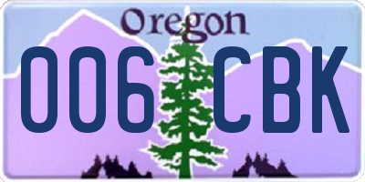 OR license plate 006CBK