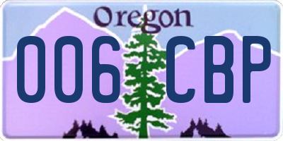 OR license plate 006CBP