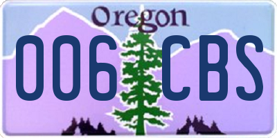 OR license plate 006CBS