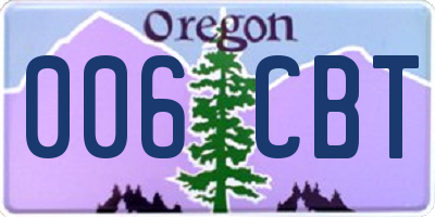 OR license plate 006CBT