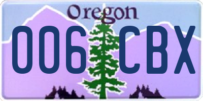 OR license plate 006CBX
