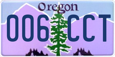 OR license plate 006CCT
