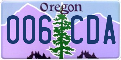 OR license plate 006CDA