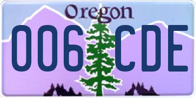 OR license plate 006CDE
