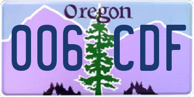 OR license plate 006CDF