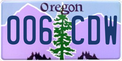 OR license plate 006CDW