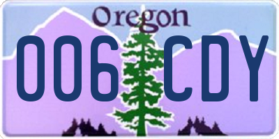 OR license plate 006CDY
