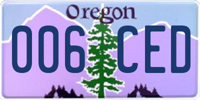 OR license plate 006CED