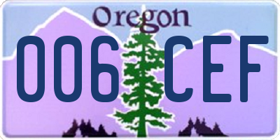 OR license plate 006CEF