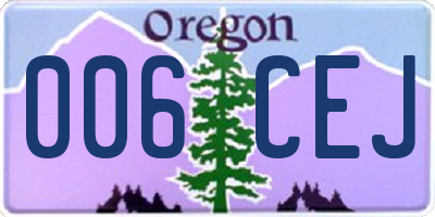 OR license plate 006CEJ