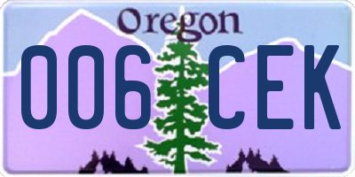 OR license plate 006CEK