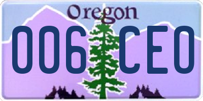 OR license plate 006CEO