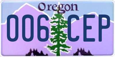 OR license plate 006CEP