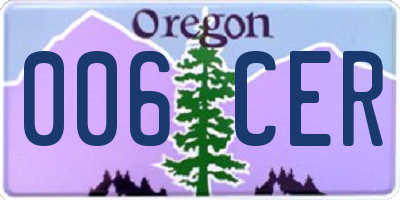 OR license plate 006CER